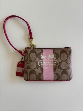 Pink & brown coach wristlet